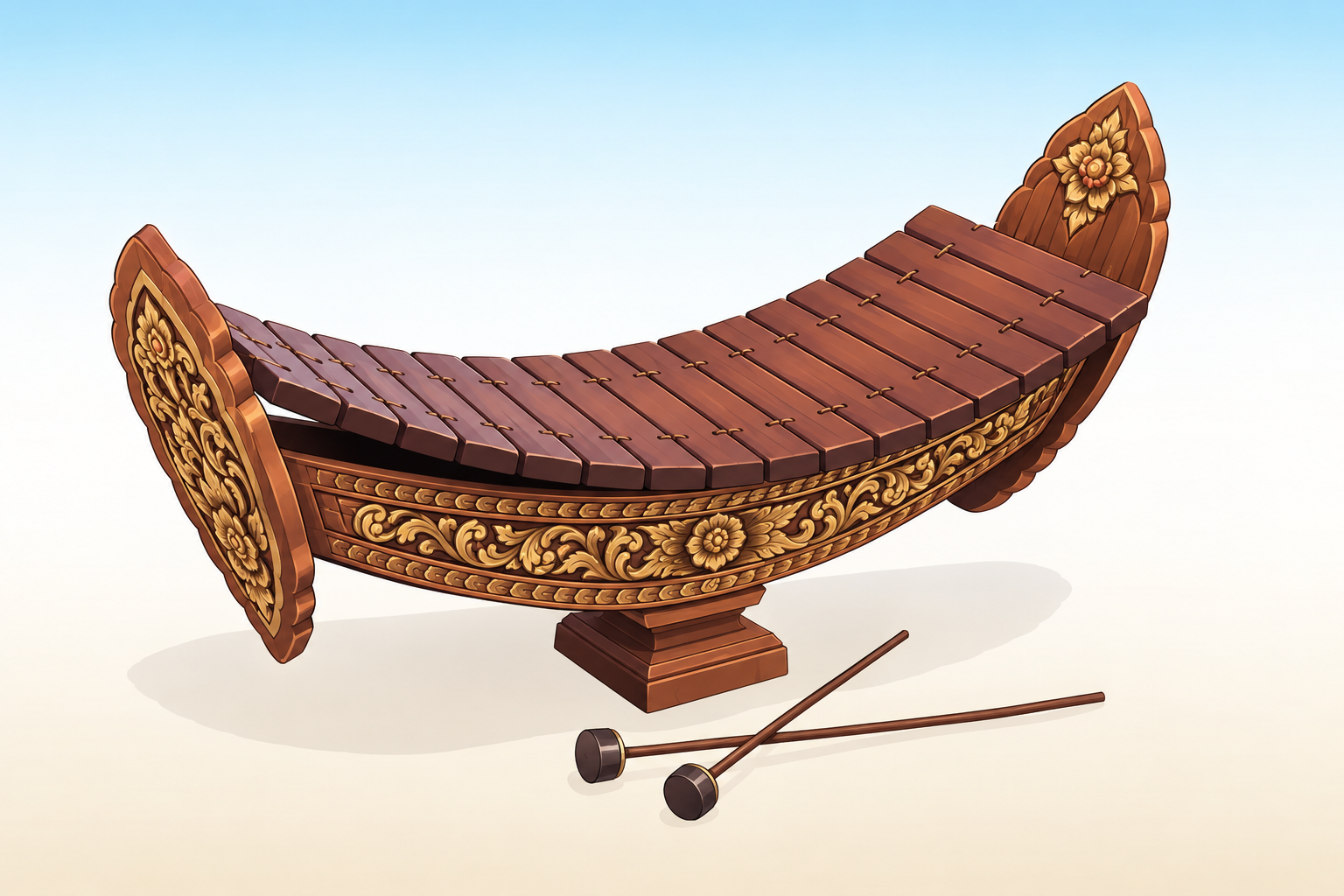Roneat Ek, a traditional Khmer gong xylophone